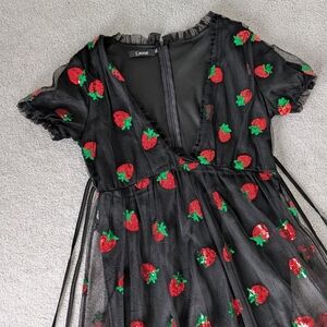 Strawberry Sequin Mesh Maxi Dress